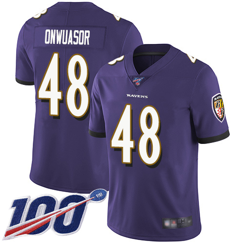 Baltimore Ravens Limited Purple Men Patrick Onwuasor Home Jersey NFL Football 48 100th Season Vapor Untouchable